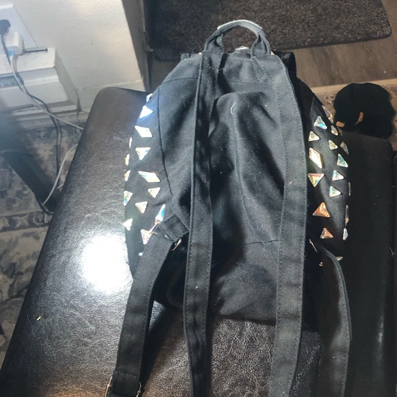 victory secret pink Women’s Black Mini Backpack with Large Gem Stones - Picture 12 of 16